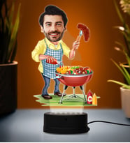 Doğum Günü Hediyesi,Sevgiliye Hediye, Kişiye Özel Fotoğraflı Kasap Karikatür 3D Led Lamba (Beyaz)