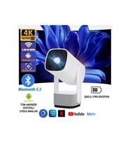 Kablosuz 1080P 4K Ultra HD Projeksiyon, Şarjlı, Android, WiFi, Bluetooth, Sinema