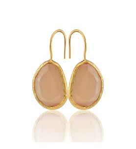 Kadir Jewellery 22 Ayar Altın Kaplama Fosil Taşlı Küpe -El İşçiliği Ve Hipoalerjenik Küpe
