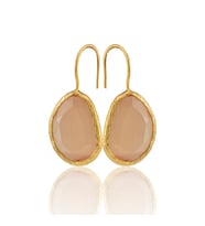 Kadir Jewellery 22 Ayar Altın Kaplama Fosil Taşlı Küpe -El İşçiliği Ve Hipoalerjenik Küpe