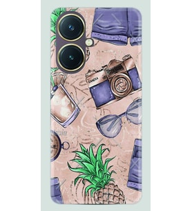 Vivo Y27 Kılıf Desenli Silikon Ananas Camera Glass 1357