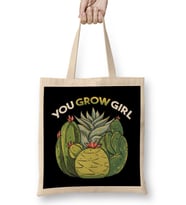 You Grow Girl Gardening Planting Succulents Pun Bez Çanta Uzun Saplı
