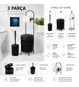 Premium Lüks 3’lü Banyo Aksesuar Seti Modern Tasarım