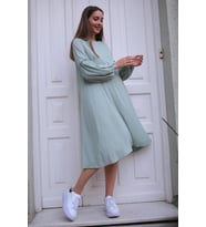 Balon Kollu Kısa Elbise (Mint Yeşili)