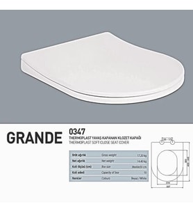 Nkp Yavaş Kapanan Klozet Kapağı Grande Thermoplast 0347 (Beyaz)