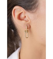 14 Ayar Altın Sallantılı Topçuk Ataç Küpe (Beyaz)