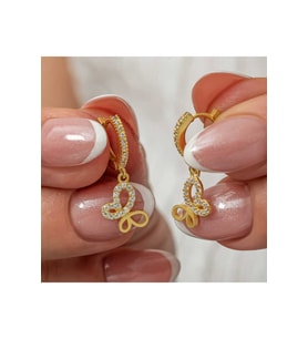 Gümüş Sallantılı Gold Kelebek Kadın Küpe CSR2185719