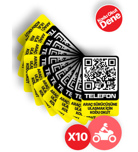 MEO 10'lu Paket - Motosiklet Numaratörü - Dıştan Yapıştırma - Qr Kodlu Numaratör (Dikey Etiket)