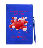 Sevgililer Gününe Özel Mavi Defter Kalem Hediye Seti 31