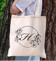 BK Gift Kişiye Özel Harfli Kanvas Bez Çanta-5, Baskılı Omuz Çantası, Alışveriş Çantası