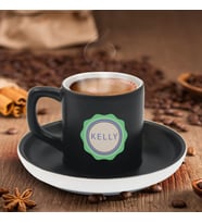BK Gift Kişiye Özel Coffe Tasarımlı Siyah Renk Türk Kahvesi Fincanı-7, Arkadaşa Hediye, Sevgiliye Hediye, Yıl Dönümü Hediyesi