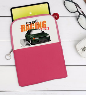 BK Gift Street Racing Tasarımlı Taşınabilir Koruyucu Tablet Kılıfı & Organizer Çanta - Pembe-1