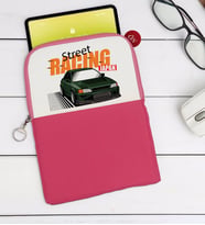 BK Gift Street Racing Tasarımlı Taşınabilir Koruyucu Tablet Kılıfı & Organizer Çanta - Pembe-1