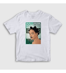 Presmono Unisex Çocuk Beyaz Poster Rihanna T-Shirt 338272tt