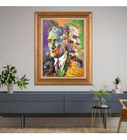 Altın Varaklı Çerçeveli Paspartulu Atatürk Tablo TR0980 (Gold)