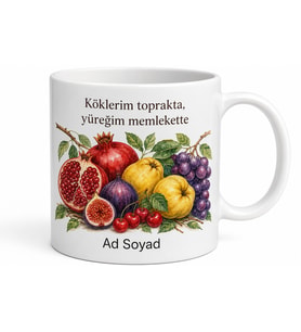 Memleket Meyvesi Temalı Baskılı Kupa Bardak Özel Tasarım Hediye