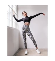 Sarı Varaklı Zebra Desen Ekstra Yüksek Bel Toparlayıcı Spor Tayt