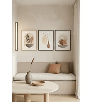 Modern Minimalist Doğal Botanik 3’lü Ahşap Çerçeveli Tablo Seti