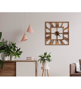 BK Home Dekoratif 45cm Ahşap Duvar Saati-59 (Beyaz)
