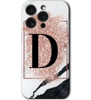 İphone 15 Pro Max Kılıf HD Desen Baskılı Kılıf - Pembe Mermer Desenli D Harfi