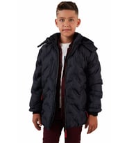 Erkek Çocuk İçi Peluş Astarlı Çıkarılabilir Kapüşonlu Su Geçirmez Mont 5053 (Lacivert)