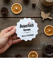 Kişiye Özel Anestezi Uzmanı Bardak Altlığı Tıp Bayramı Hediyesi (Bej)
