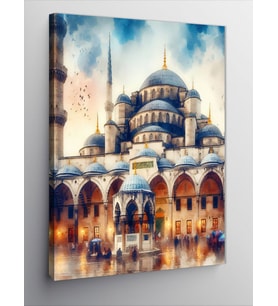 Kanvas Tablo Sultan Ahmet Camii Avlusu Ve Şadırvan