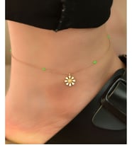 Papatya Silver 925 Ayar Gümüş Rose Kaplama Sarı Mineli Papatya Halhal