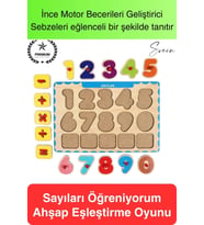 Premium Sayılar Ahşap Bul Tak Puzzle Eğitici Oyuncak Zeka Geliştirici Tutmalı Motor Becerisi Gelişim