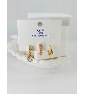 Zirkon Taşlı Üçlü Kombin Küpe - Kp00058