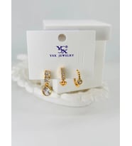 Zirkon Taşlı Üçlü Kombin Küpe - Kp00058