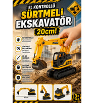 Sürtmeli Oyuncak Ekskavatör 20 cm Hareketli Kepçe El Kontrollü İş Makinesi 3+ Yaş