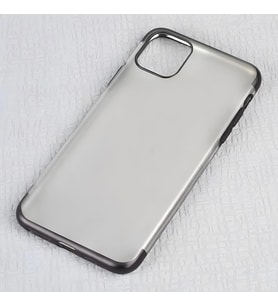 iPhone 11 Pro Max Kılıf Mat Dört Köşeli Lazer Silikon Kılıf (Siyah)