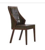Sandalye 19775 Zus 2098 Suni Deri Model Kapiton Modern Ceviz Renk Kayın Aslan Ayk (Kahverengi)
