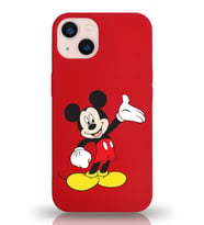 Apple iPhone 13 Uyumlu Lansman Kılıf Mickey Mouse Tasarımlı Altı Kapalı İçi Kadife Kaplı  Kapak (Şeffaf)