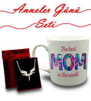 Anneler Gününe Özel Kupa & Mikail Melek Kolye Hediye Seti (Model 1)