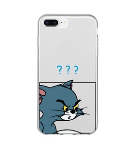 Iphone 7 Plus ve 8 Plus Uyumlu Tom ve Jerry Tasarımlı Şeffaf Telefon Kılıfı