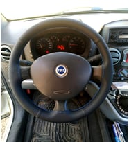 DİKİŞLİ DİREKSİYON KILIFI SOFT DÜZ YÜZEYLİ DERİ NOKTALI DERİ MAVİ DİKİŞLİ FIAT DOBLO İÇİN