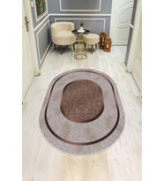 Modern Desenli Oval Dijital Baskı Kaymaz Taban Halı H0360
