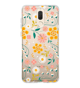 Huawei Mate 10 Lite Uyumlu Kapak Flowers Tasarımlı Şeffaf Silikon Kılıf