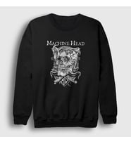 Presmono Unisex Siyah Skull Machine Head Sweatshirt