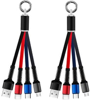 3 in 1 Işıklı Anahtarlık Şarj Kablosu, USB-A Girişli Micro USB, Type-C ve iPhone Uyumlu Taşınabilir Kablo, Powerbank ve Araç Şarjı için Kompakt Acil Durum Şarj Aparatı