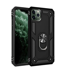 Apple iPhone 11 Pro Max Kılıf Sofya Yüzüklü Silikon Kapak - Siyah