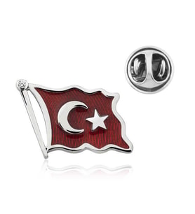 Gümüş Türk Bayrağı Rozet
