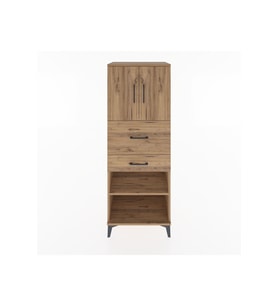 Hyperion Dolap 3 Raflı 2 Çekmeceli 2 Kapaklı 60x44x163 Çam-Çam
