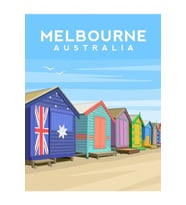 Melbourne, Avustralya - Brighton Beach Huts Tablo Ahşap Poster Dekoratif
