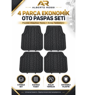 Chevrolet Cruze Ekonomik 4 Parça Universal Uyumlu Plastik Oto Paspas Seti Siyah Kaymaz ve Kolay Temizlenir