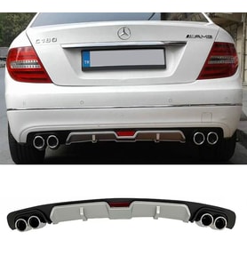 Mercedes C180 Gri Difüzör 4 Krom Egzoz Görünümlü Difizör Arka Ek Body Kit