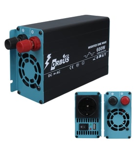 Orbus ORB600M DC 12V - 220V AC 600W/1200W Modified Sinus Sine Wave Inverter