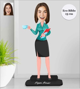 Kişiye Özel İş Kadını Ahşap Eco Biblo -10
